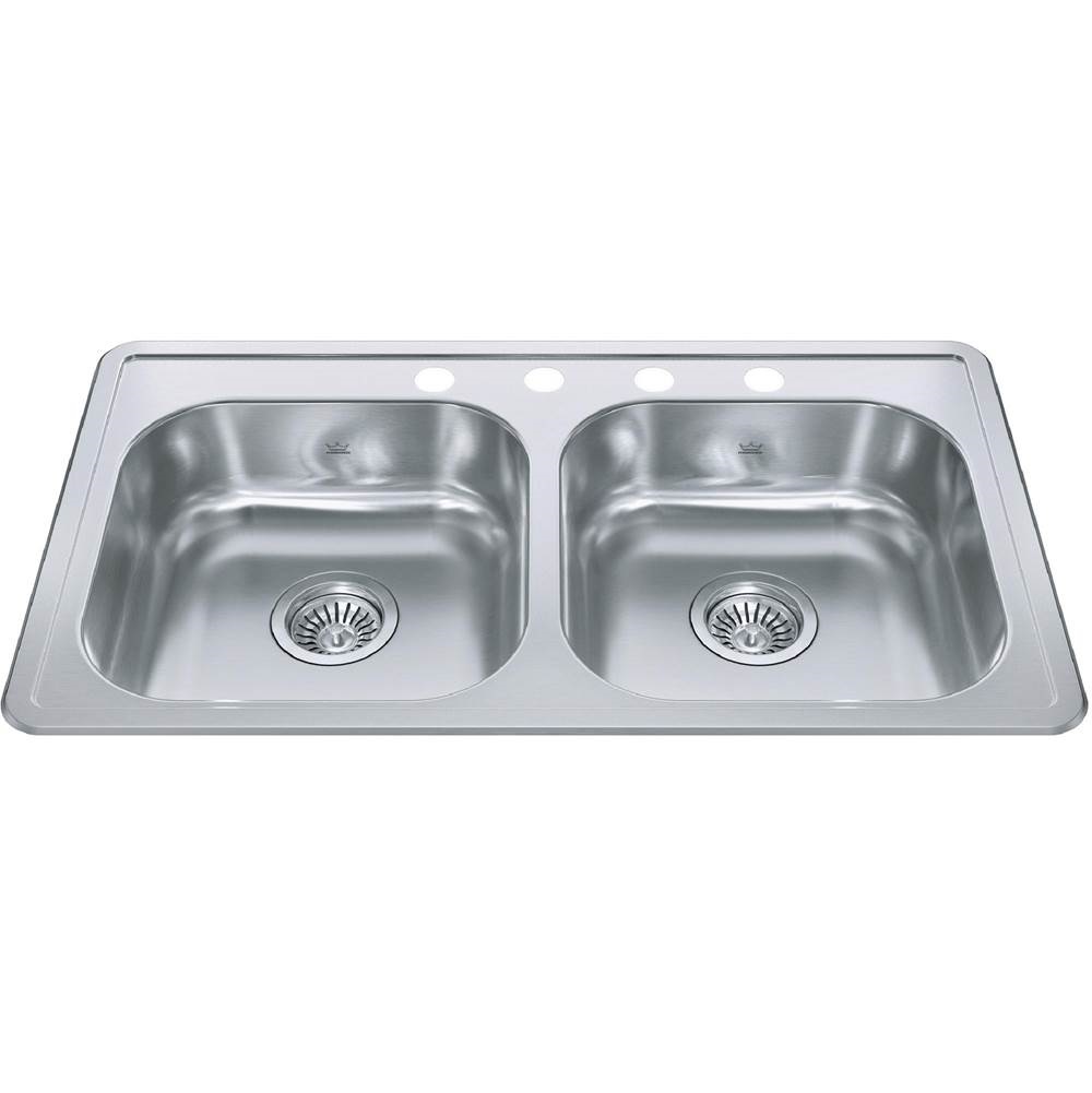 KINDRED (FRANKE)Creemore 32.94-in LR x 18.31-in FB Drop In Double Bowl 4-Hole Stainless Steel Sink - Image 2