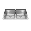 KINDRED (FRANK)Reginox 31.25-in LR x 20.5-in FB Drop In Double Bowl 1-Hole Stainless Steel Kitchen Sink - Thumbnail Image 2