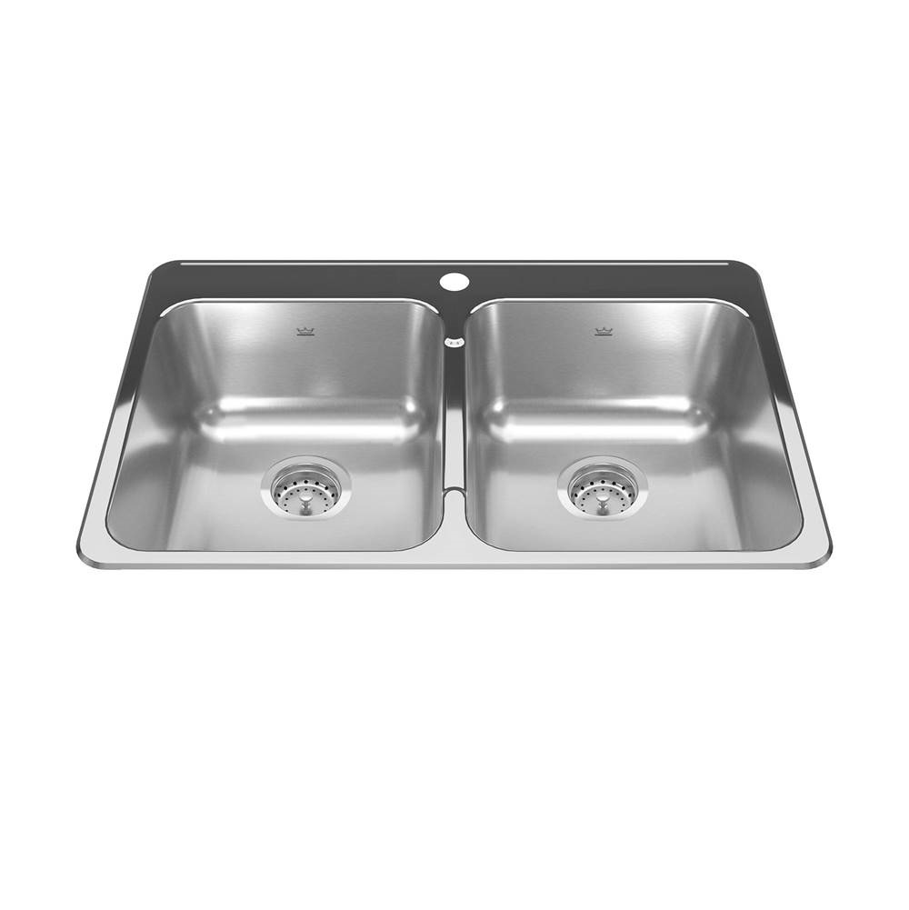 KINDRED (FRANK)Reginox 31.25-in LR x 20.5-in FB Drop In Double Bowl 1-Hole Stainless Steel Kitchen Sink - Image 1