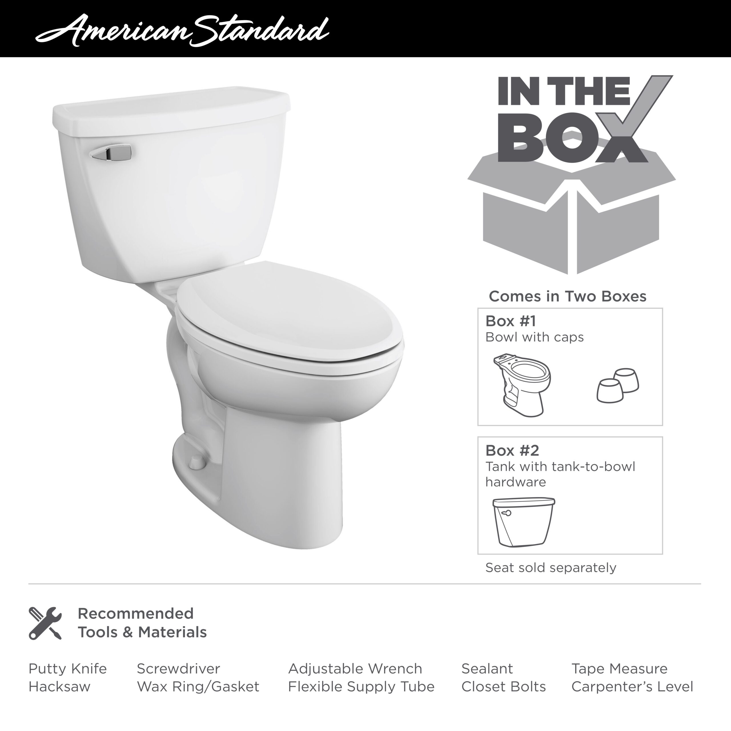 American Standard Cadet® Two-Piece Pressure Assist 1.6 gpf/6.0 Lpf Elongated EverClean® Toilet - Image 3