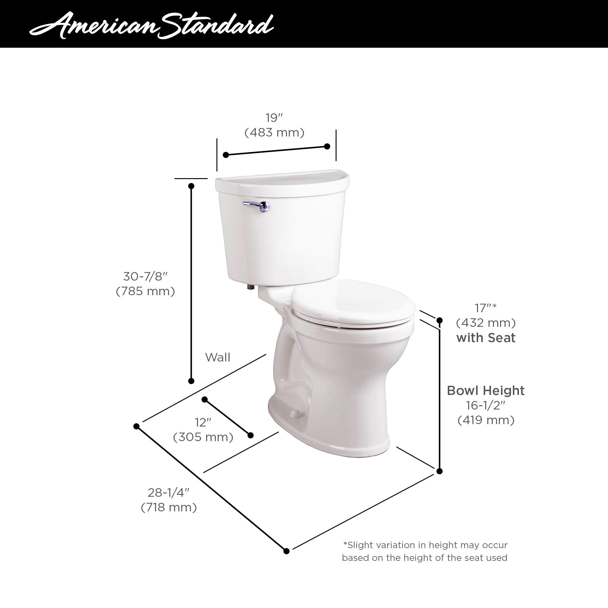 American Standard Champion® PRO Two-Piece 1.6 gif/6.0 Lpf Chair Height Round Front Toilet Less Seat - Image 2