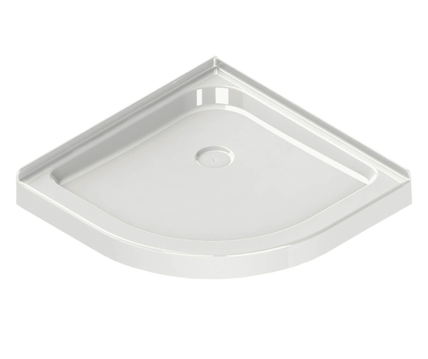 MAAX SERIES Neo-Round Base 32 3 in. 32 x 32 Acrylic Corner Left or Right Shower Base with Corner Drain in White 32 1/8" x 32"x 3"