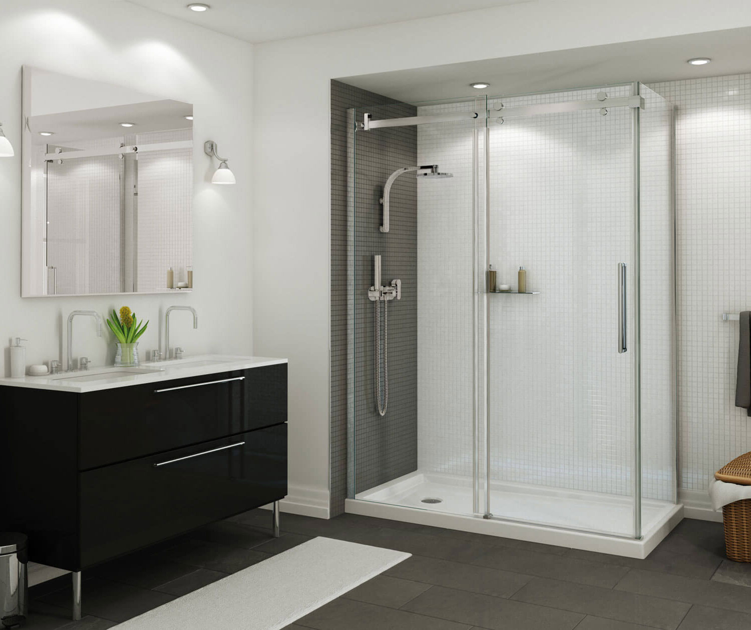 MAAX SERIES B3Round 6032 Acrylic Alcove Shower Base with Left-Hand Drain in White 59 7/8" x 31 7/8" x 3" - Image 1