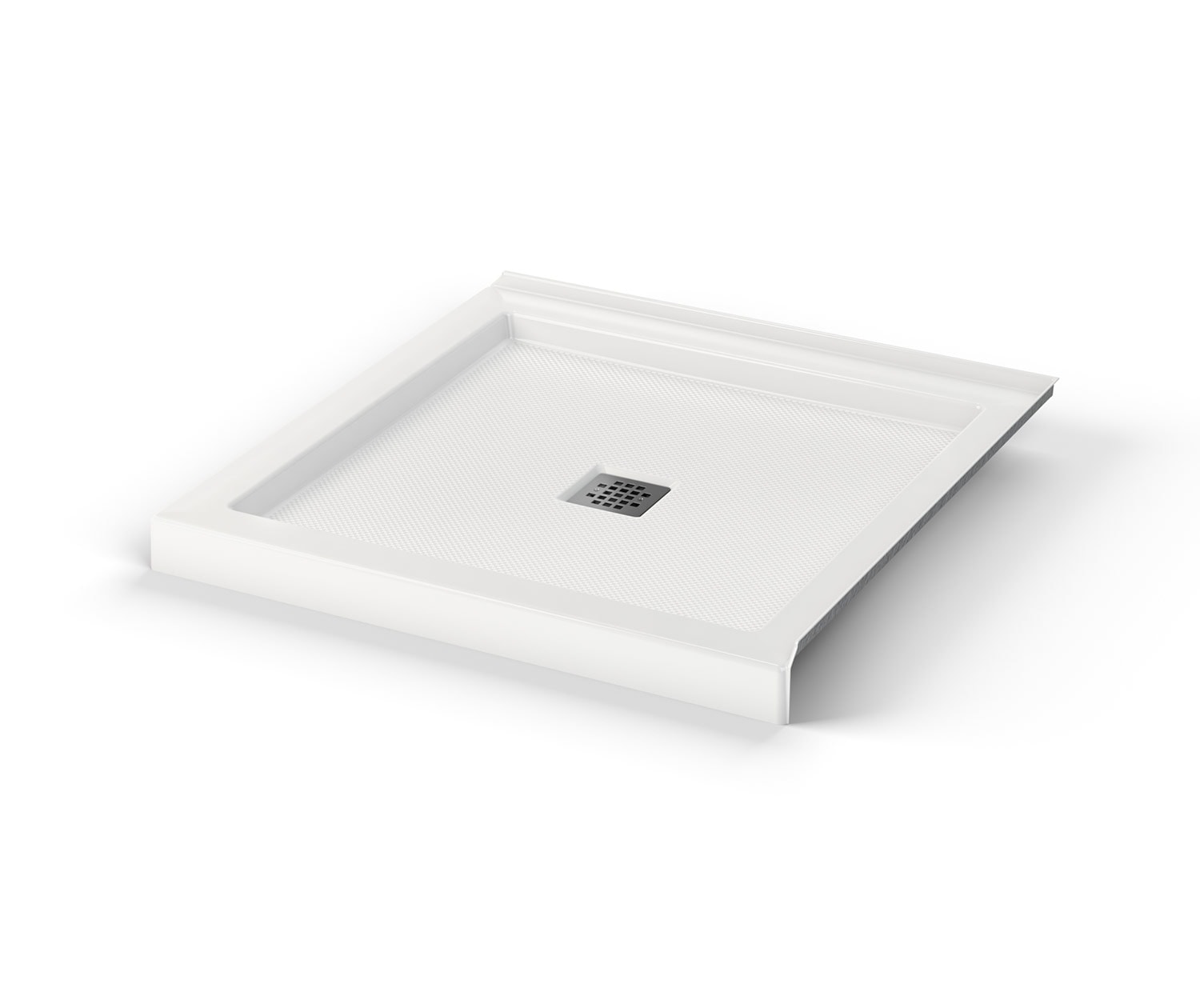 MAAX SERIES B3Square 3636 Acrylic Corner Left or Right Shower Base with Center Drain in White 35 7/8" x 35 7/8" x 3" - Image 1