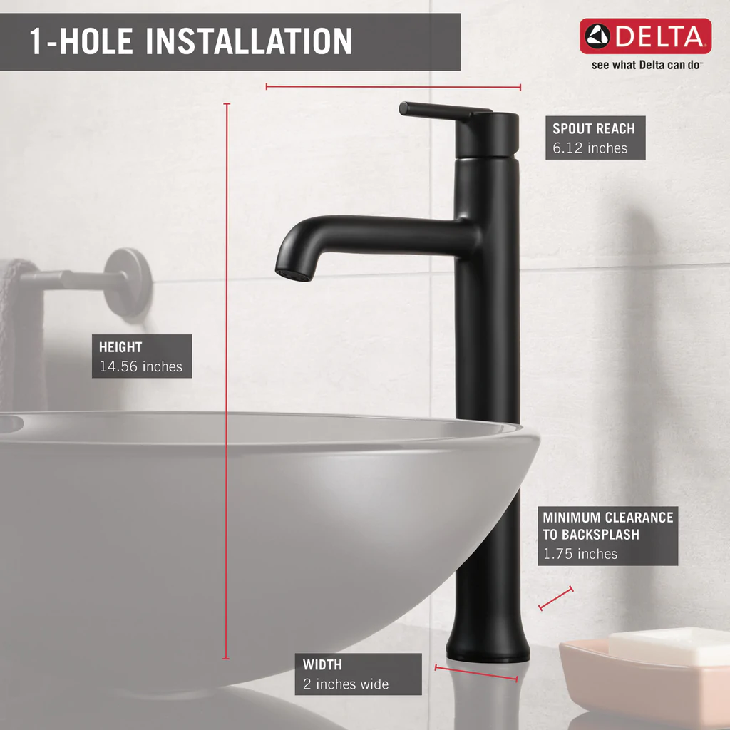 DELTA TRINSIC BATHROOM VESSEL SINK FAUCET - Image 3