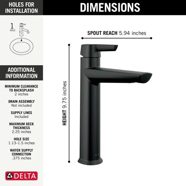 DELTA GALEON MID-HEIGHT BATHROOM VESSEL SINK FAUCET - Image 3