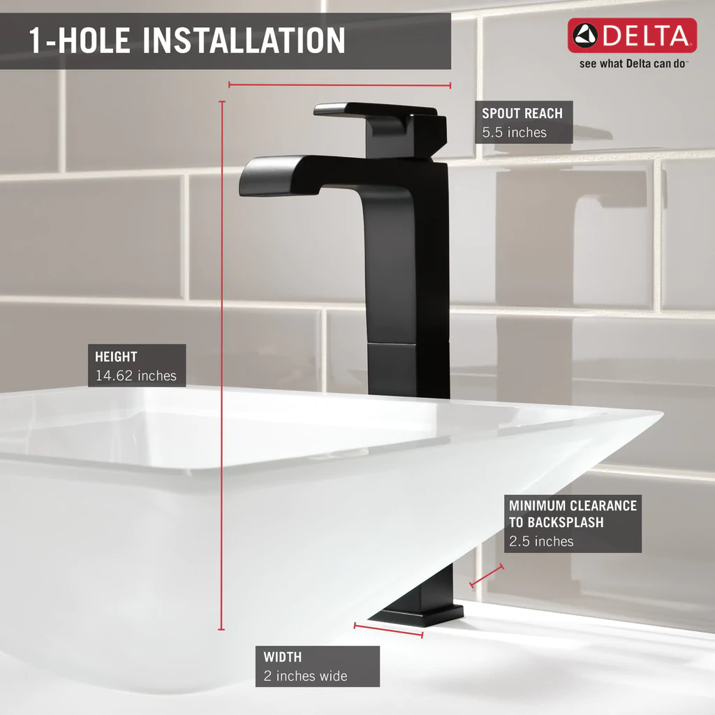 DELTA ARA BATHROOM VESSEL SINK FAUCET - Image 3