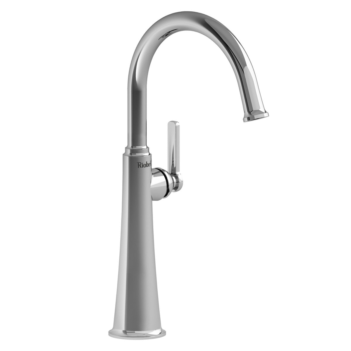 Riobel Momenti Single Handle Tall Bathroom Faucet With C-Spout - Polished Nickel And Black With J-Shaped Handles - Image 1