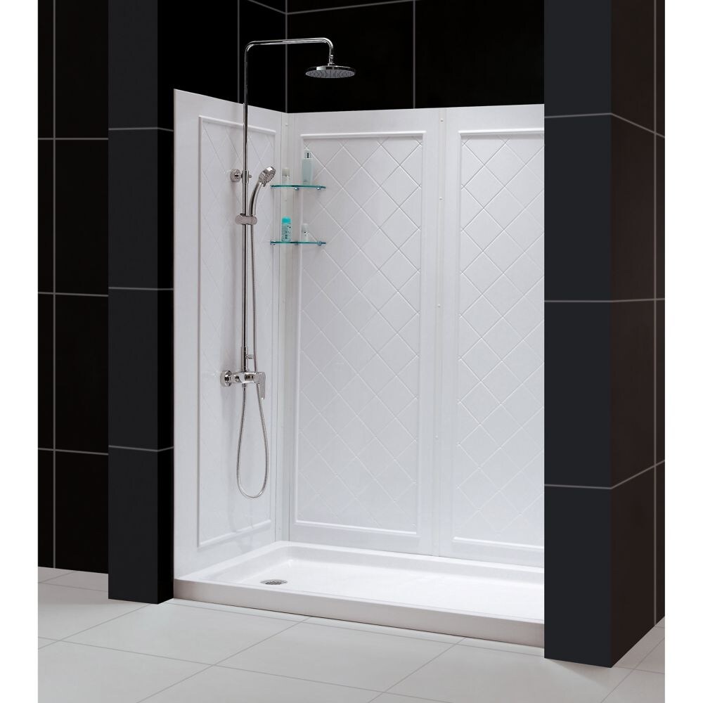 DreamLine SlimLine 32-inch x 60-inch Single Threshold Shower Base in White Center Drain Base with Back Walls - Image 2