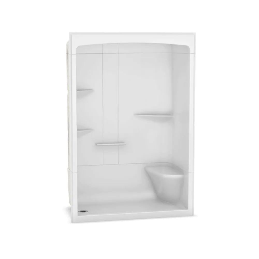 MAAX Camelia 60L x 34W x 88H Rectangular Alcove Shower Stall, Left-Drain with Right Seat in White, 3-Piece - Image 3