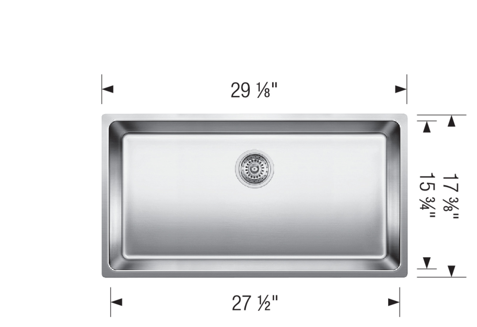 BLANCO 29"X17" ANDANO U 1 BOWL SUPER SINGLE UNDERMOUNT KITCHEN SINK - STAINLESS - Image 2