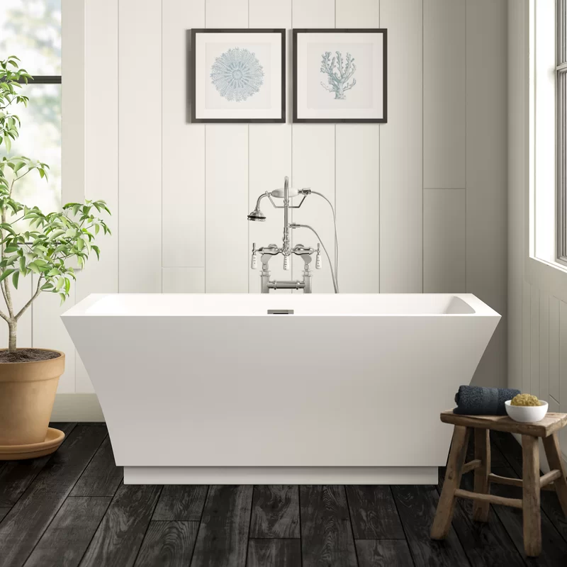 59''+x+30''+Freestanding+Soaking+Acrylic+Bathtub