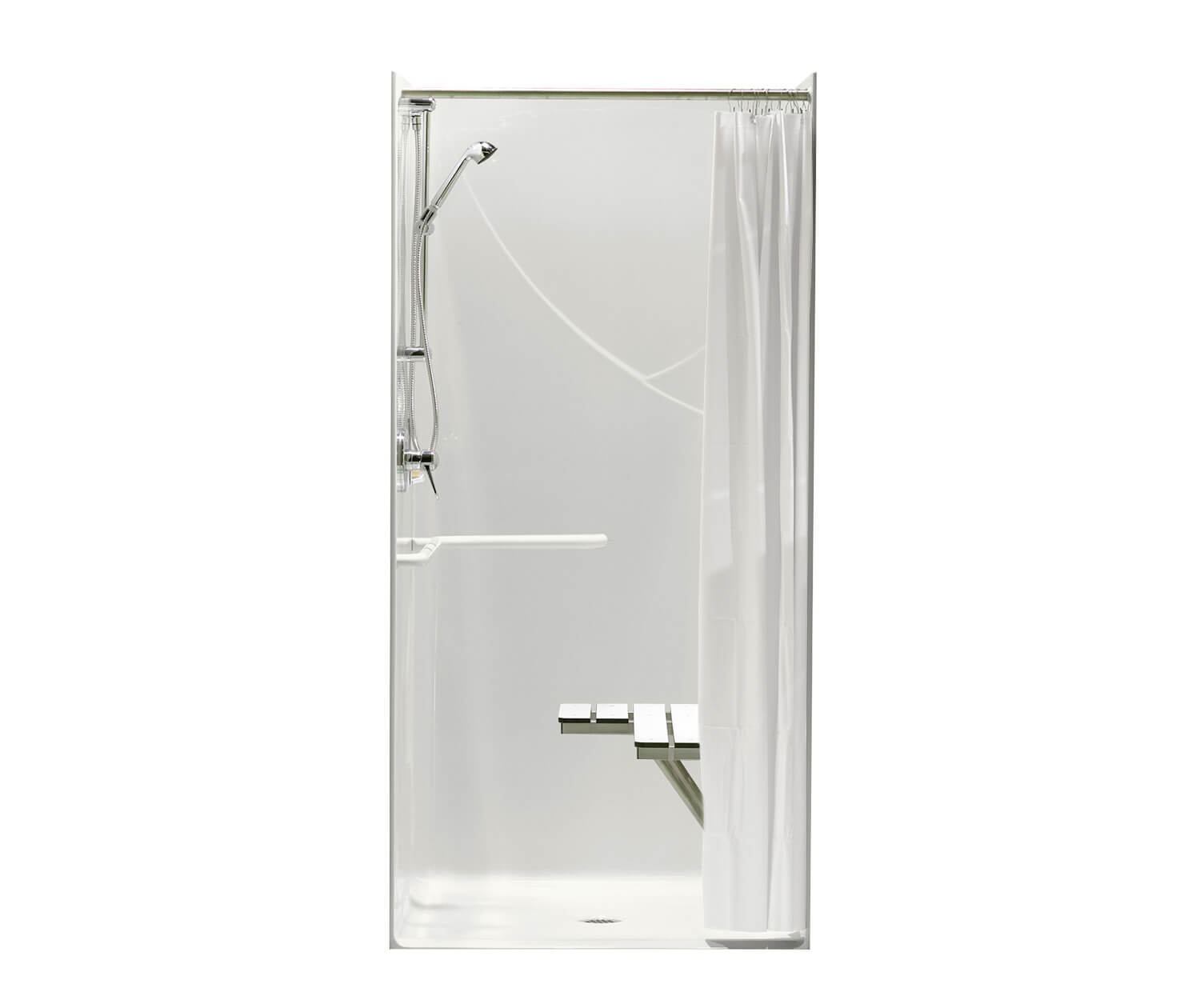 MAAX Outlook BFS-36F 39.5" x 38.75" x 78" AcrylX Alcove Center Drain One-Piece Shower in White - Image 1