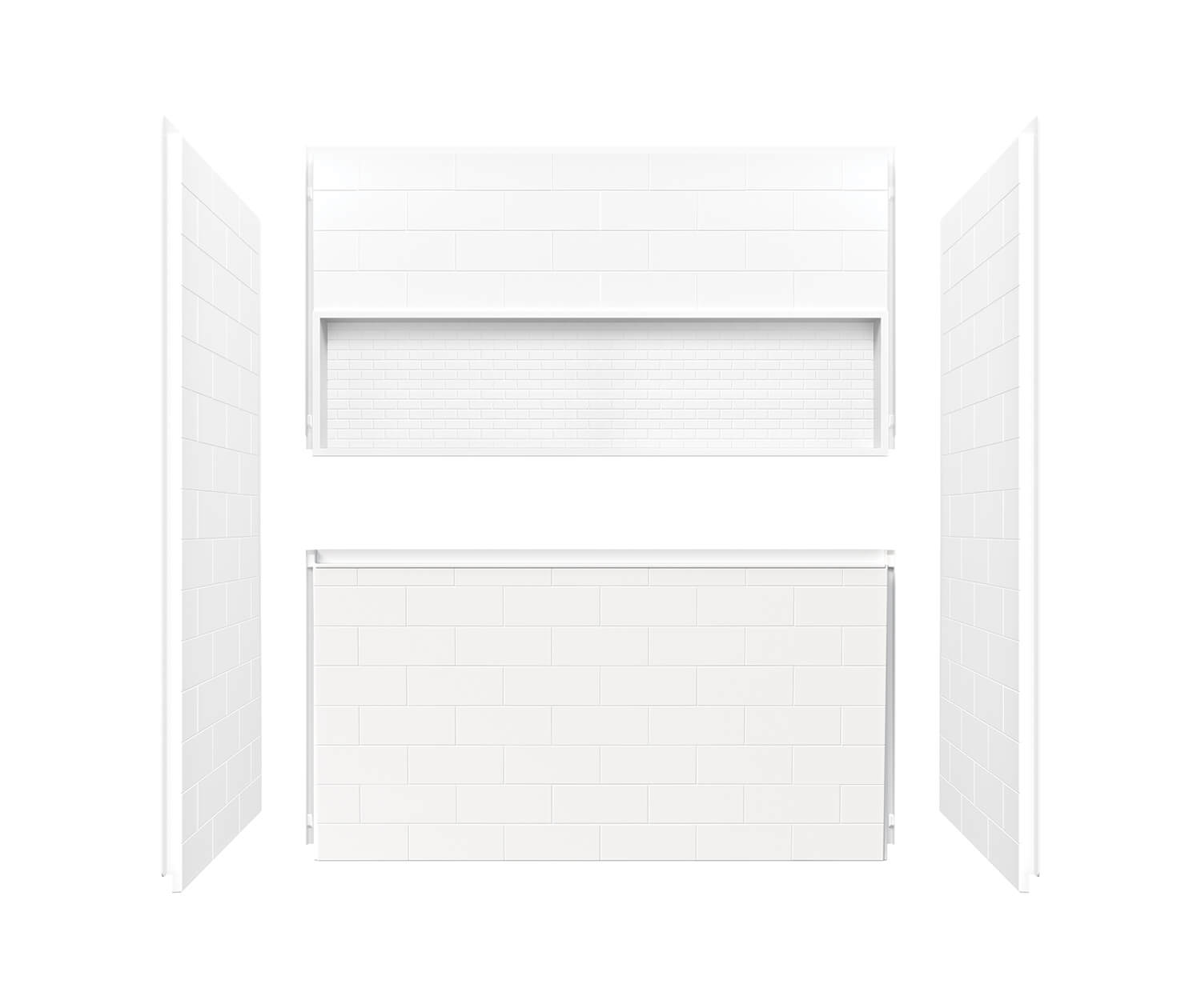 MAAX NexTile 30" x 60" x 60" Direct-to-Stud Four-Piece Alcove Tub Wall Kit in White (Subway Tile ST) - Image 4