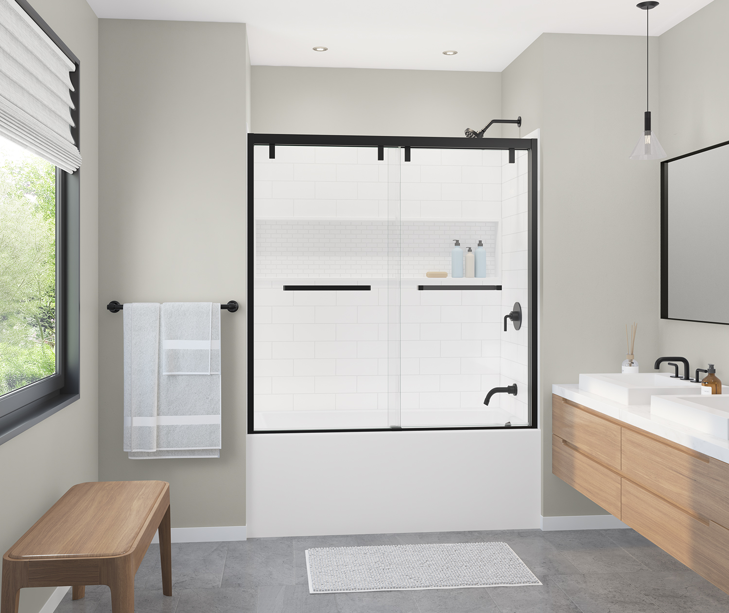 MAAX NexTile 30" x 60" x 60" Direct-to-Stud Four-Piece Alcove Tub Wall Kit in White (Subway Tile ST) - Image 6
