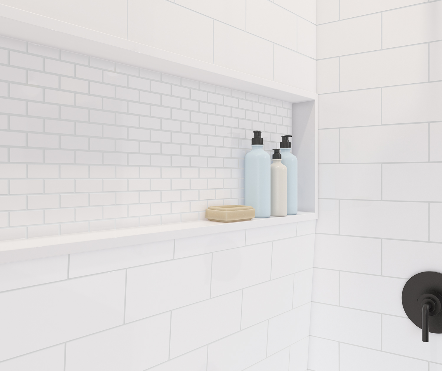 MAAX NexTile 30" x 60" x 60" Direct-to-Stud Four-Piece Alcove Tub Wall Kit in White (Subway Tile ST) - Image 7