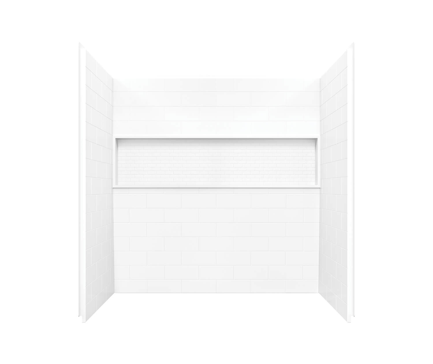 MAAX NexTile 30" x 60" x 60" Direct-to-Stud Four-Piece Alcove Tub Wall Kit in White (Subway Tile ST) - Image 1