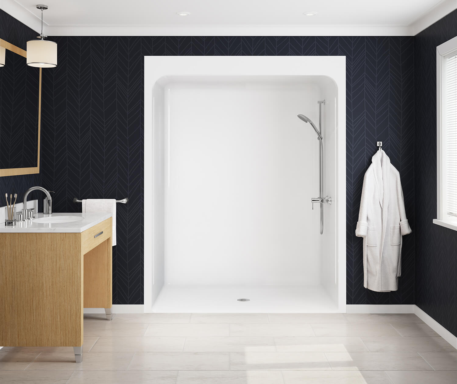 MAAX 66" x 36.25" x 83.5"BF3660 - Base Model Acrylic Alcove Center Drain One-Piece Shower - Image 1