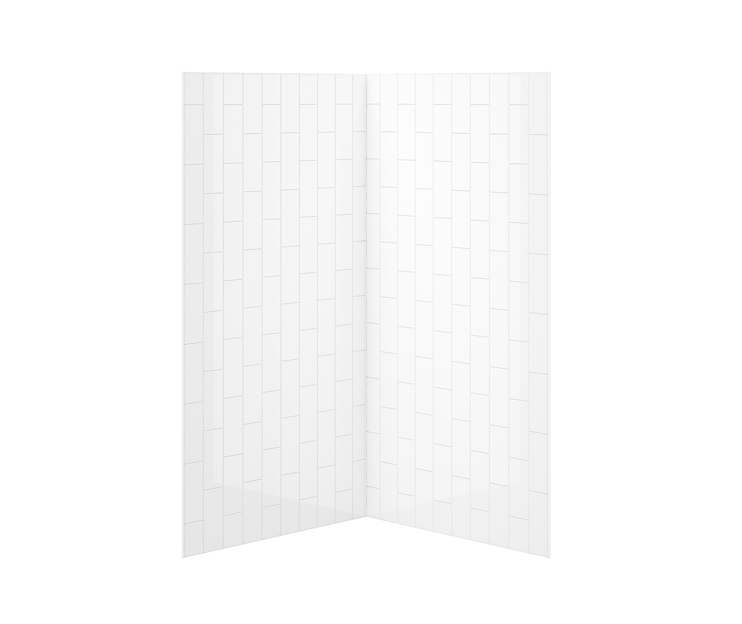 MAAX Universal 42" x 42" x 76" Acrylic Glue up Two-Piece Vertical Subway Corner Wall Kit in White - White, Vertical Tile (VT)