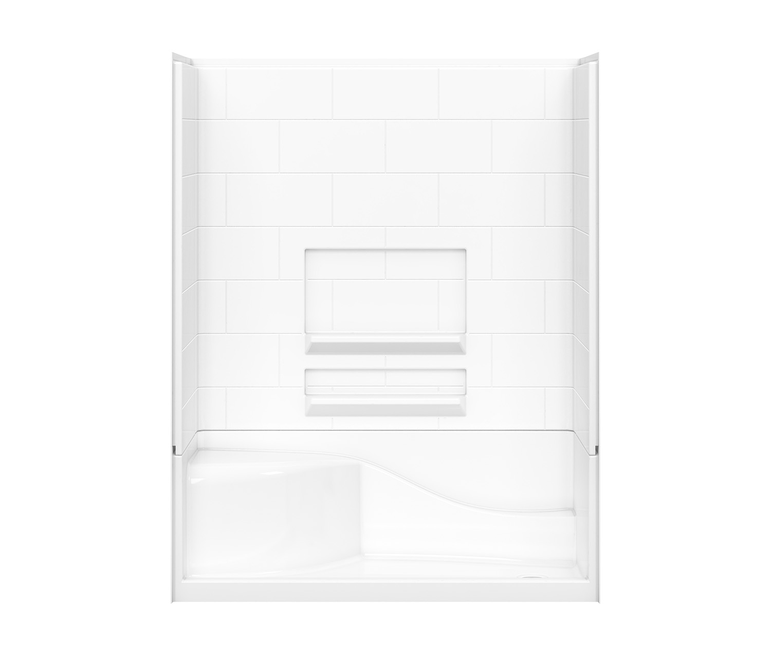 MAAX Olio Tile 60" x 30" x 57" AcrylX Direct-to-Stud Three-Piece Wall Kit in White - Image 3