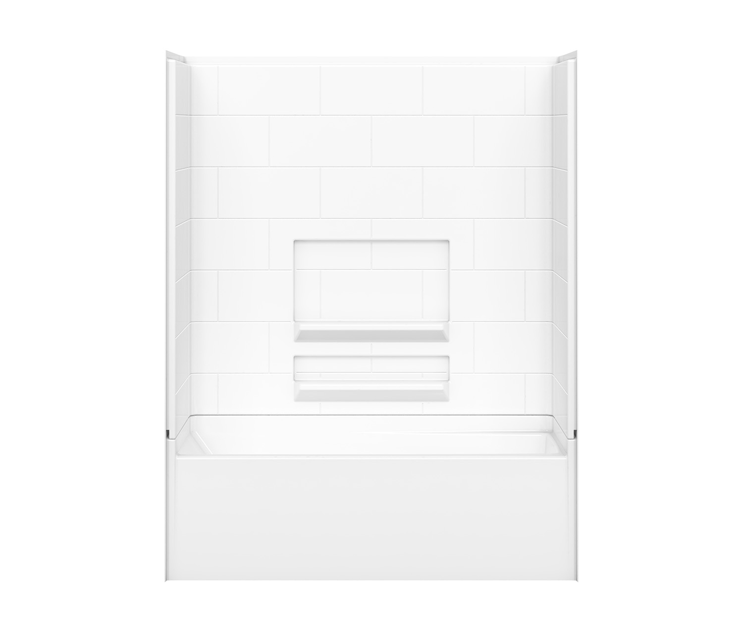 MAAX Olio Tile 60" x 30" x 57" AcrylX Direct-to-Stud Three-Piece Wall Kit in White - Image 4