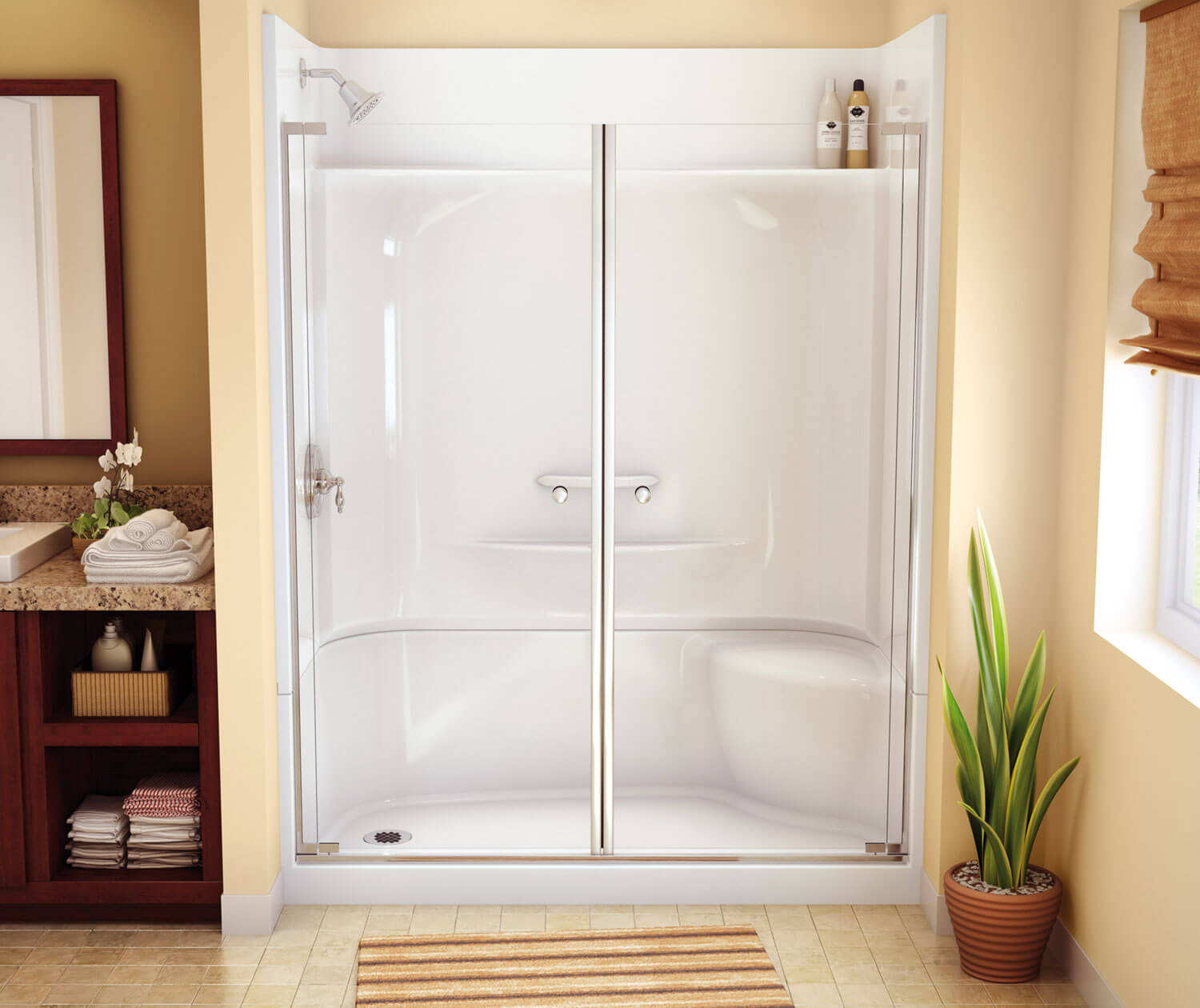 MAAX KDS 60" x 30" x 80.125" AcrylX Alcove Right-Hand Drain Four-Piece Shower in White - Image 1