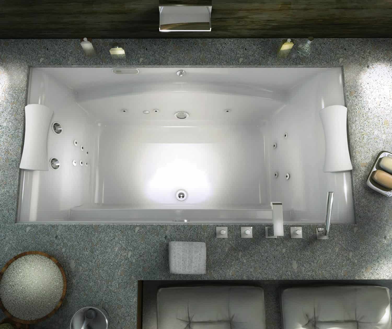 MAAX Optik 72" x 42" x 23 1/2" Acrylic Undermount Center Drain Bathtub - Image 2