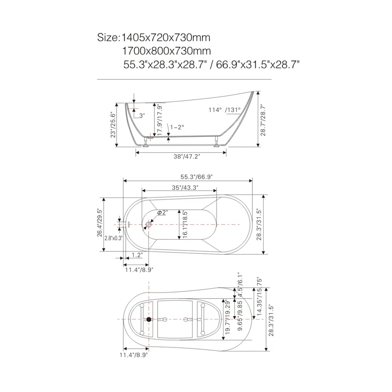 Cora+55''+x+28.3''+Freestanding+Soaking+Acrylic+Bathtub (4)