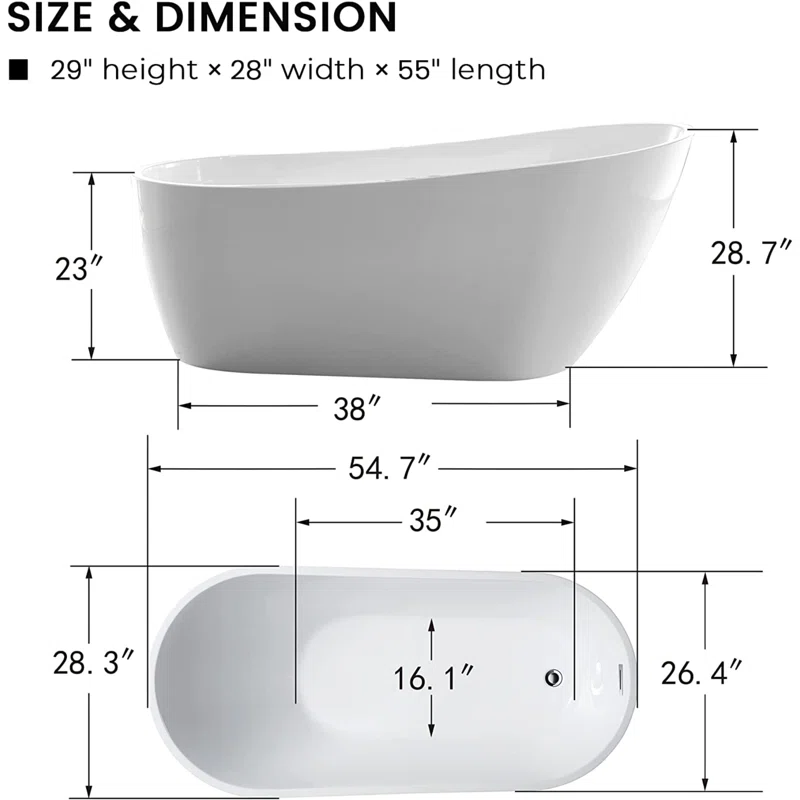 Cora+55''+x+28.3''+Freestanding+Soaking+Acrylic+Bathtub (5)