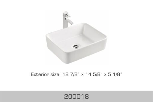 BOSCO CANADA 18”x14” Rectangular Vessel Ceramic Top Mounted Sink - Image 2