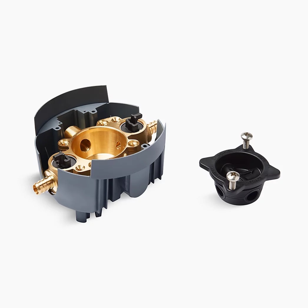 KOHLER Rite-Temp® Valve body rough-in with service stops and PEX crimp connections