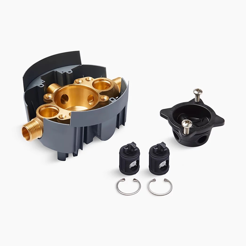 KOHLER Rite-Temp® Valve body rough-in with service stops (supplied loose) and universal inlets