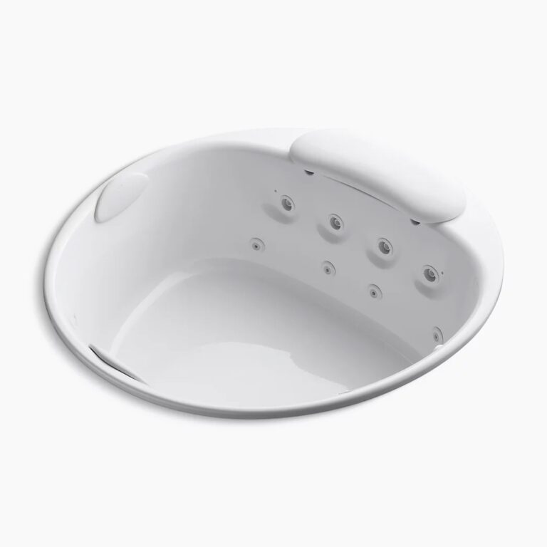 KOHLER RiverBath® 75" x 75" drop-in heated whirlpool bath with chromatherapy