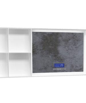 Zitta Smart mirror 39" x 20" rectangular in matte white with shelves on the left