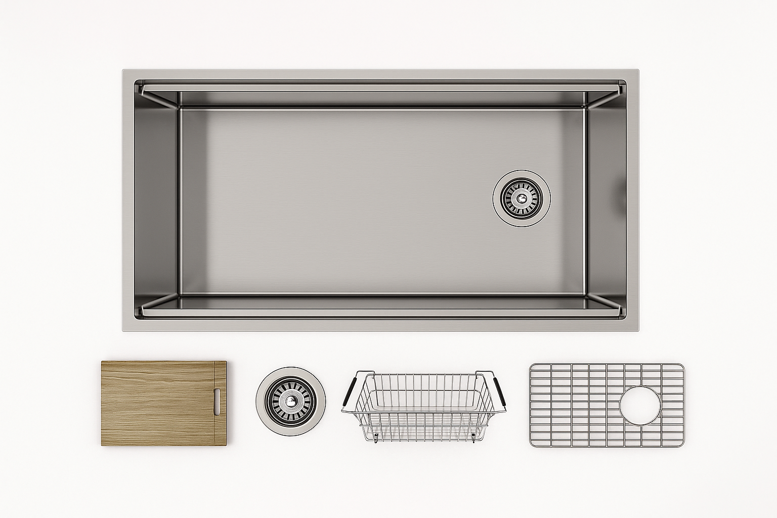 BOSCO CANADA Titanium Multi-Level Series / Plus 32”x18” Work Station Kitchen Under Mount Sink With All Accessories - Image 1