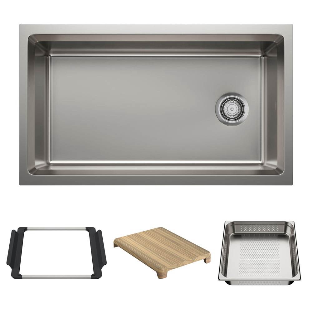 Blanco Inteos 33'' Single Bowl Reversible Undermount Stainless Steel Workstation Kitchen Sink - Image 1