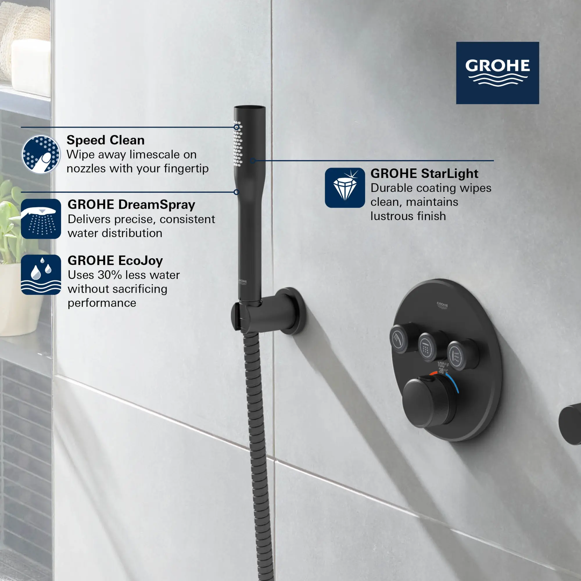Grohe Euphoria® Cosmopolitan Stick Hand Shower - 1 Spray, 1.75 GPM (6.6 L/min) - Image 2